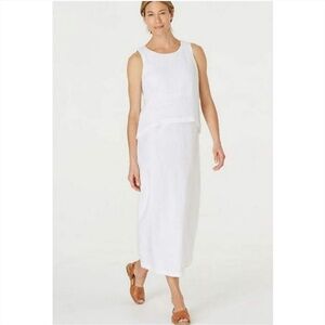 J. Jill PureJill Dress XS Love Linen White Shift Lagenlook Midi Gauze Minimalist